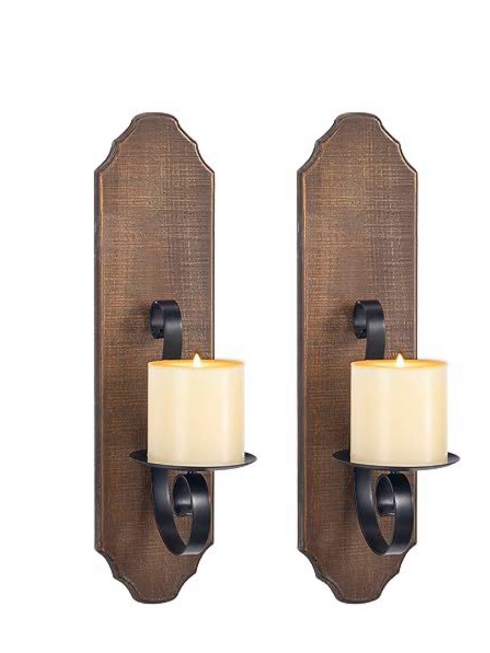 Rustic Bronze Wall Sconce Candle Holders - Set of 2